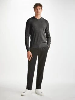 Men's Hoodie Orson Merino Wool Charcoal -Derek Rose Shop mens hoodie orson merino wool charcoal front