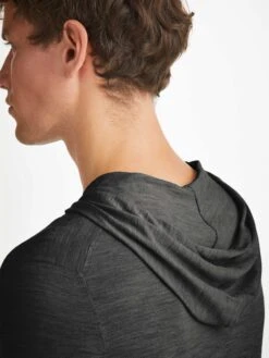 Men's Hoodie Orson Merino Wool Charcoal -Derek Rose Shop mens hoodie orson merino wool charcoal hood