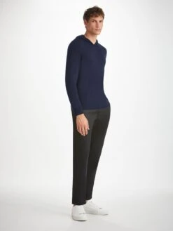 Men's Hoodie Orson Merino Wool Navy 11 Men's Hoodie Orson Merino Wool Navy -Derek Rose Shop mens hoodie orson merino wool navy front