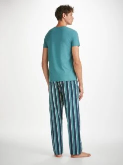 Men's Lounge Trousers Royal 221 Cotton Teal 10 Men's Lounge Trousers Royal 221 Cotton Teal -Derek Rose Shop mens lounge pants royal 221 cotton teal back
