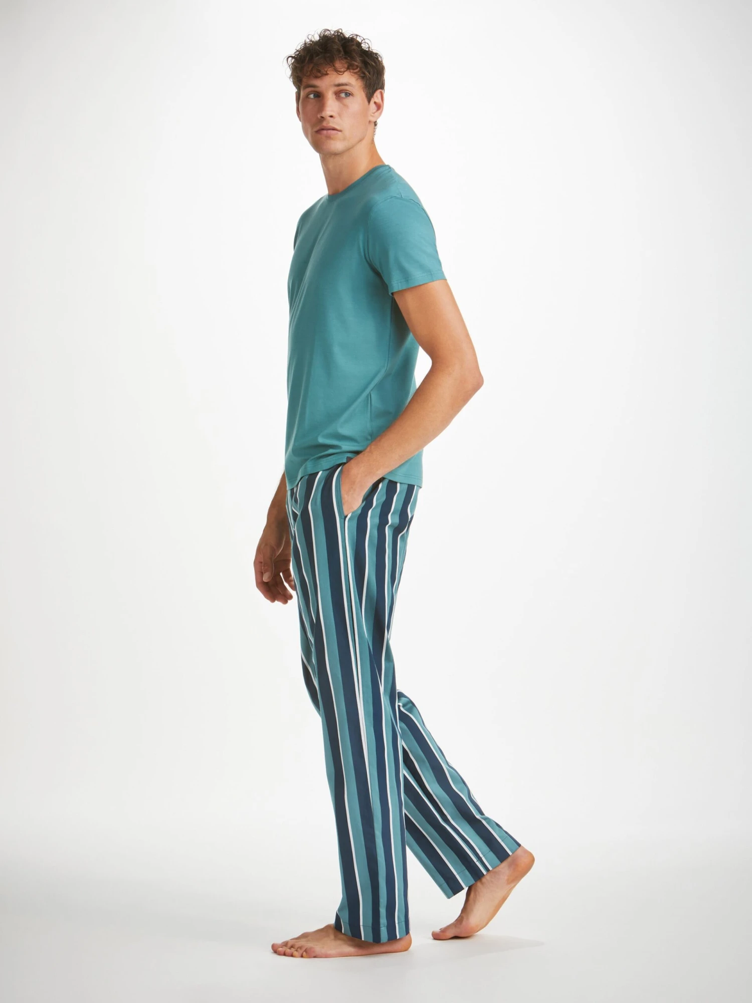 Men's Lounge Trousers Royal 221 Cotton Teal 3 Men's Lounge Trousers Royal 221 Cotton Teal