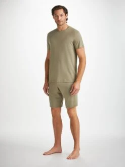 Men's Lounge Shorts Basel Micro Modal Stretch Khaki 9 Men's Lounge Shorts Basel Micro Modal Stretch Khaki -Derek Rose Shop mens lounge shorts basel micro modal stretch khaki front