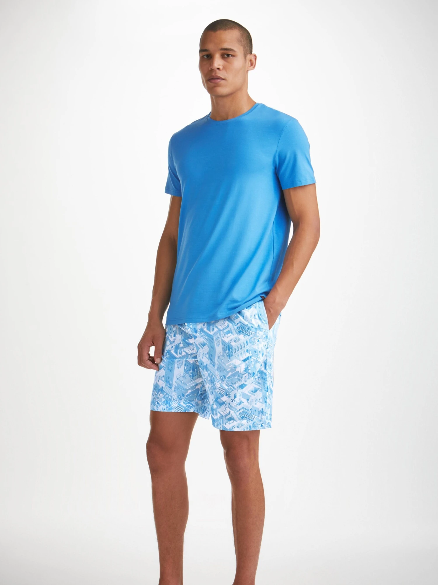 Men's Lounge Shorts Ledbury 70 Cotton Batiste Blue 5 Men's Lounge Shorts Ledbury 70 Cotton Batiste Blue - Image 3