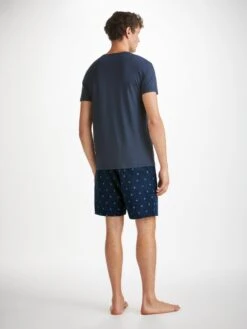 Men's Lounge Shorts Nelson 98 Cotton Batiste Navy 10 Men's Lounge Shorts Nelson 98 Cotton Batiste Navy -Derek Rose Shop mens lounge shorts nelson 98 cotton batiste navy back