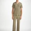 Men's Lounge Trousers Basel Micro Modal Stretch Khaki -Derek Rose Shop mens lounge trousers basel micro modal stretch khaki front
