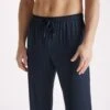 Men's Lounge Trousers Basel Micro Modal Stretch Navy -Derek Rose Shop mens lounge trousers basel micro modal stretch navy drawcrod