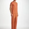 Men's Lounge Trousers Basel Micro Modal Stretch Terracotta -Derek Rose Shop mens lounge trousers basel micro modal stretch orange 1 front