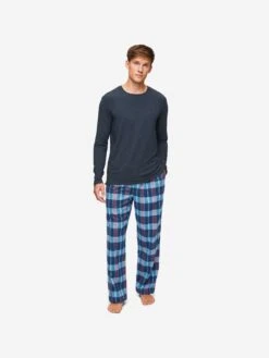 Men's Lounge Trousers Kelburn 29 Brushed Cotton Multi -Derek Rose Shop mens lounge trousers kelburn 29 brushed cotton multi front