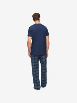 Men's Lounge Trousers Kelburn 30 Brushed Cotton Navy -Derek Rose Shop mens lounge trousers kelburn 30 brushed cotton navy back