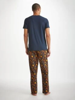 Men's Lounge Trousers Ledbury 71 Cotton Batiste Navy -Derek Rose Shop mens lounge trousers ledbury 71 cotton batiste navy back