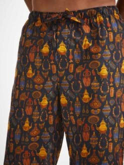 Men's Lounge Trousers Ledbury 71 Cotton Batiste Navy -Derek Rose Shop mens lounge trousers ledbury 71 cotton batiste navy print
