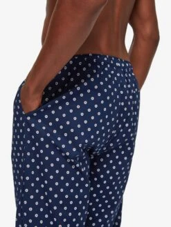 Men's Lounge Trousers Nelson 93 Cotton Batiste Navy -Derek Rose Shop mens lounge trousers nelson 93 cotton batiste navy pattern
