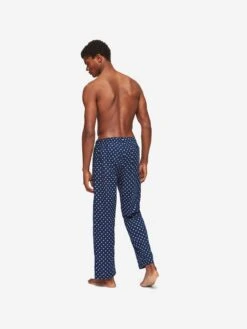 Men's Lounge Trousers Nelson 93 Cotton Batiste Navy -Derek Rose Shop mens lounge trousers nelson 93 cotton batiste navy trousersback