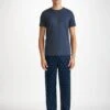 Men's Lounge Trousers Nelson 98 Cotton Batiste Navy -Derek Rose Shop mens lounge trousers nelson 98 cotton batiste navy front