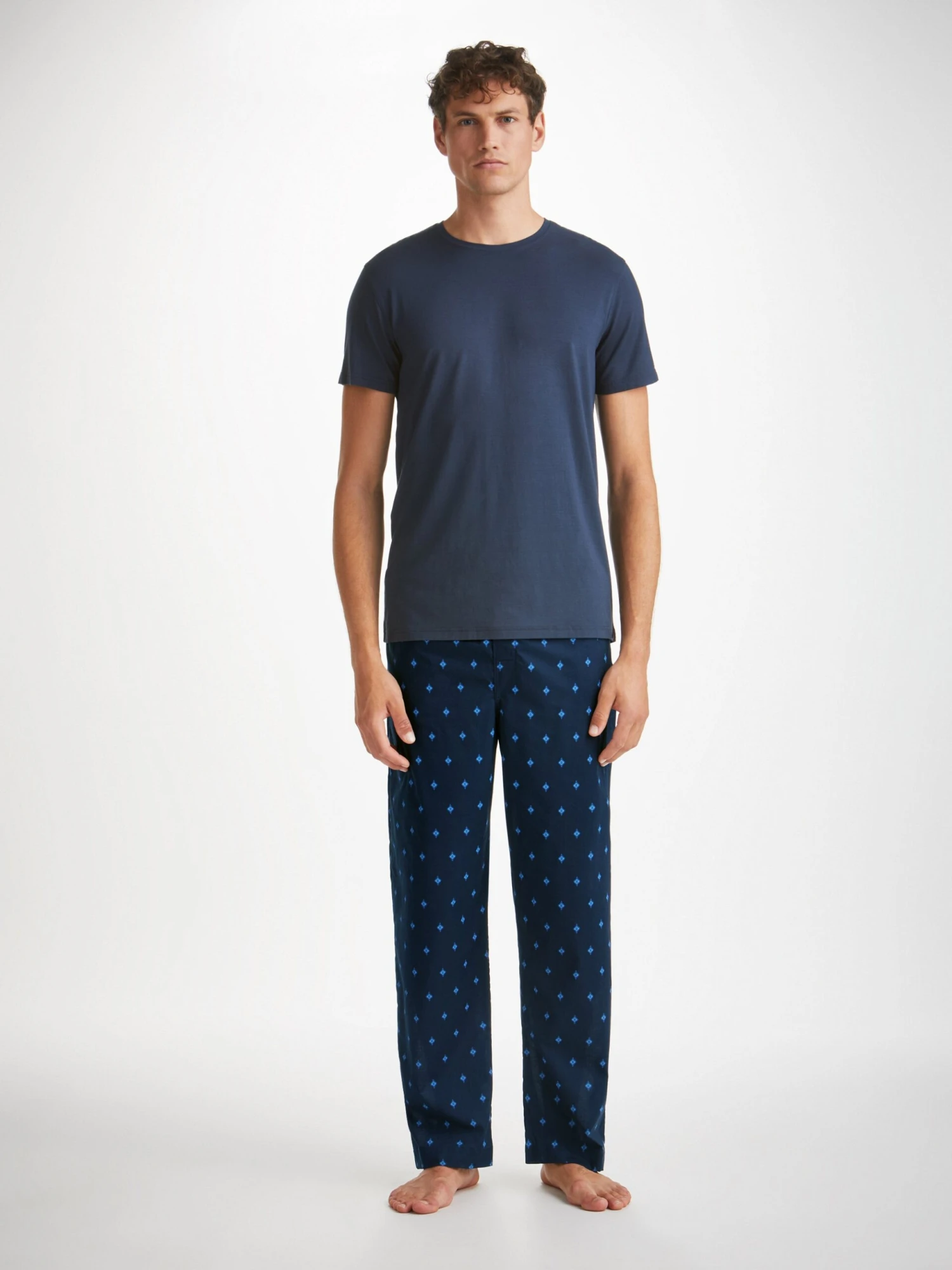 Men's Lounge Trousers Nelson 98 Cotton Batiste Navy 3 Men's Lounge Trousers Nelson 98 Cotton Batiste Navy