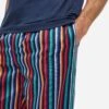 Men's Lounge Trousers Wellington 54 Cotton Multi -Derek Rose Shop mens lounge trousers wellington 54 cotton satin multi side close up