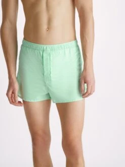 Men's Modern Fit Boxers Amalfi Cotton Batiste Mint -Derek Rose Shop mens modern fit boxers amalfi cotton batiste mint crop