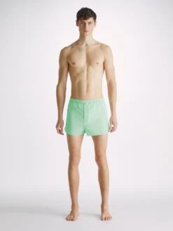 Men's Modern Fit Boxers Amalfi Cotton Batiste Mint -Derek Rose Shop mens modern fit boxers amalfi cotton batiste mint front