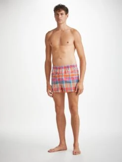 Men's Modern Fit Boxers Barker 36 Cotton Multi -Derek Rose Shop mens modern fit boxers barker 36 cotton multi front