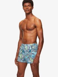 Men's Modern Fit Boxers Ledbury 57 Cotton Batiste Multi -Derek Rose Shop mens modern fit boxers ledbury 57 cotton batiste multi close up