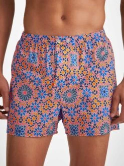 Men's Classic Fit Boxers Ledbury 69 Cotton Batiste Multi -Derek Rose Shop mens modern fit boxers ledbury 69 cotton batiste multi print