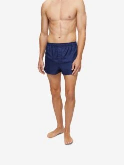Men's Modern Fit Boxers Lombard 6 Cotton Jacquard Navy -Derek Rose Shop mens modern fit boxers lombard 6 cotton jacquard navy crop front