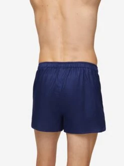 Men's Modern Fit Boxers Lombard 6 Cotton Jacquard Navy -Derek Rose Shop mens modern fit boxers lombard 6 cotton jacquard navy length