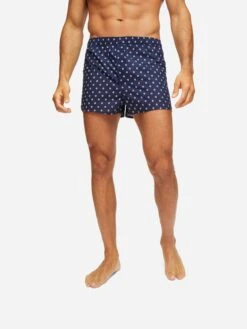Men's Modern Fit Boxers Nelson 93 Cotton Batiste Navy