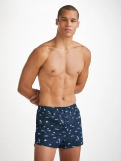 Men's Modern Fit Boxers Nelson 99 Cotton Batiste Navy