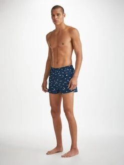 Men's Modern Fit Boxers Nelson 99 Cotton Batiste Navy 9 Men's Modern Fit Boxers Nelson 99 Cotton Batiste Navy -Derek Rose Shop mens modern fit boxers nelson 99 cotton batiste navy front