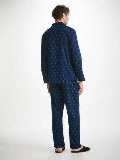 Men's Modern Fit Pyjamas Nelson 98 Cotton Batiste Navy 10 Men's Modern Fit Pyjamas Nelson 98 Cotton Batiste Navy -Derek Rose Shop mens modern fit pajamas nelson 98 cotton batiste navy back