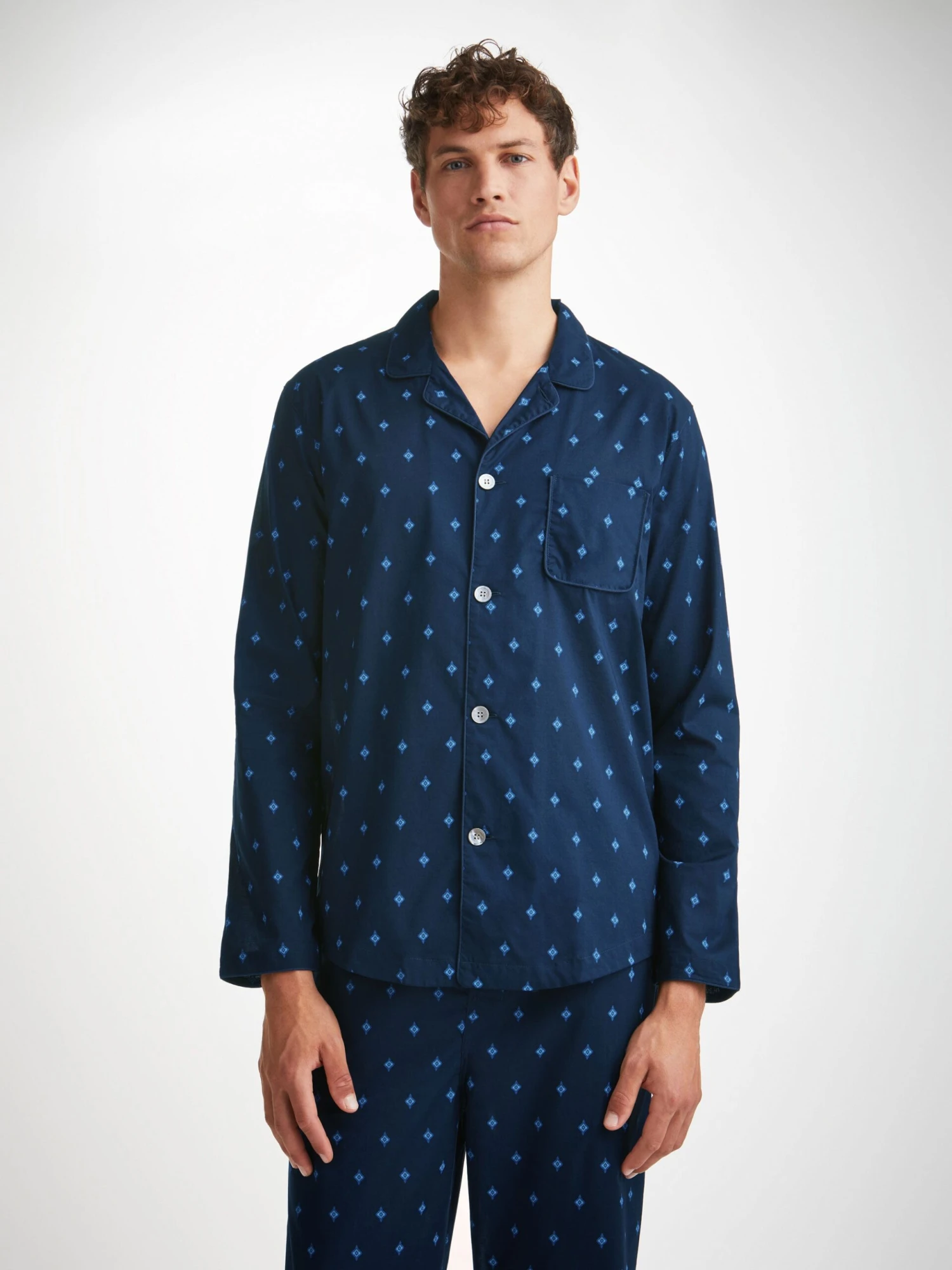 Men's Modern Fit Pyjamas Nelson 98 Cotton Batiste Navy 5 Men's Modern Fit Pyjamas Nelson 98 Cotton Batiste Navy - Image 3