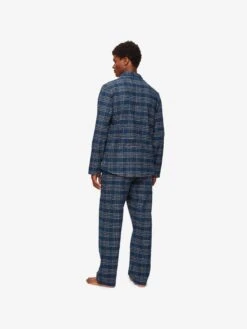 Men's Modern Fit Pyjamas Kelburn 30 Brushed Cotton Navy -Derek Rose Shop mens modern fit pyjamas kelburn 30 brushed cotton navy back