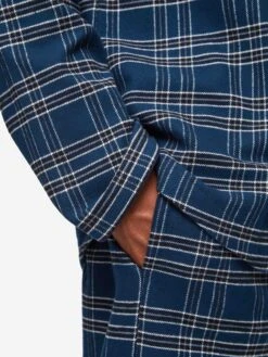 Men's Modern Fit Pyjamas Kelburn 30 Brushed Cotton Navy -Derek Rose Shop mens modern fit pyjamas kelburn 30 brushed cotton navy pocket