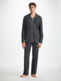 Men's Modern Fit Pyjamas Marlowe Micro Modal Stretch Anthracite -Derek Rose Shop mens modern fit pyjamas marlowe micro modal stretch anthracite front 458c154f 02d4 46b8 bdda 7df327656357