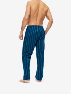 Men's Modern Fit Pyjamas Royal 218 Cotton Navy 14 Men's Modern Fit Pyjamas Royal 218 Cotton Navy -Derek Rose Shop mens modern fit pyjamas royal 218 cotton satin navy back close up