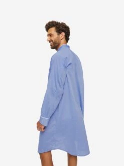 Men's Nightshirt Amalfi Cotton Batiste Blue -Derek Rose Shop mens nightshirt amalfi cotton batiste blue creative