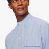 Men's Nightshirt Arran 24 Brushed Cotton Blue -Derek Rose Shop mens nightshirt arran 24 brushed cotton blue collar