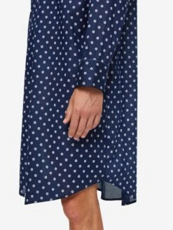 Men's Nightshirt Nelson 93 Cotton Batiste Navy -Derek Rose Shop mens nightshirt nelson 93 cotton batiste navy hem