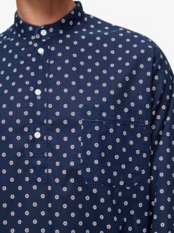 Men's Nightshirt Nelson 93 Cotton Batiste Navy -Derek Rose Shop mens nightshirt nelson 93 cotton batiste navy pocket