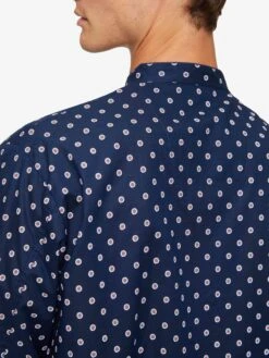 Men's Nightshirt Nelson 93 Cotton Batiste Navy -Derek Rose Shop mens nightshirt nelson 93 cotton batiste navy shoulder