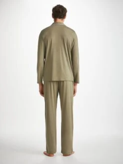 Men's Pyjamas Basel Micro Modal Stretch Khaki -Derek Rose Shop mens pajamas basel micro modal stretch khaki back