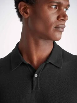 Men's Polo Shirt Jacob Sea Island Cotton Black -Derek Rose Shop mens polo shirt jacob sea island cotton black collar