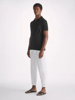 Men's Polo Shirt Jacob Sea Island Cotton Black -Derek Rose Shop mens polo shirt jacob sea island cotton black front