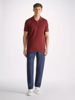 Men's Polo Shirt Jacob Sea Island Cotton Burgundy -Derek Rose Shop mens polo shirt jacob sea island cotton burgundy front