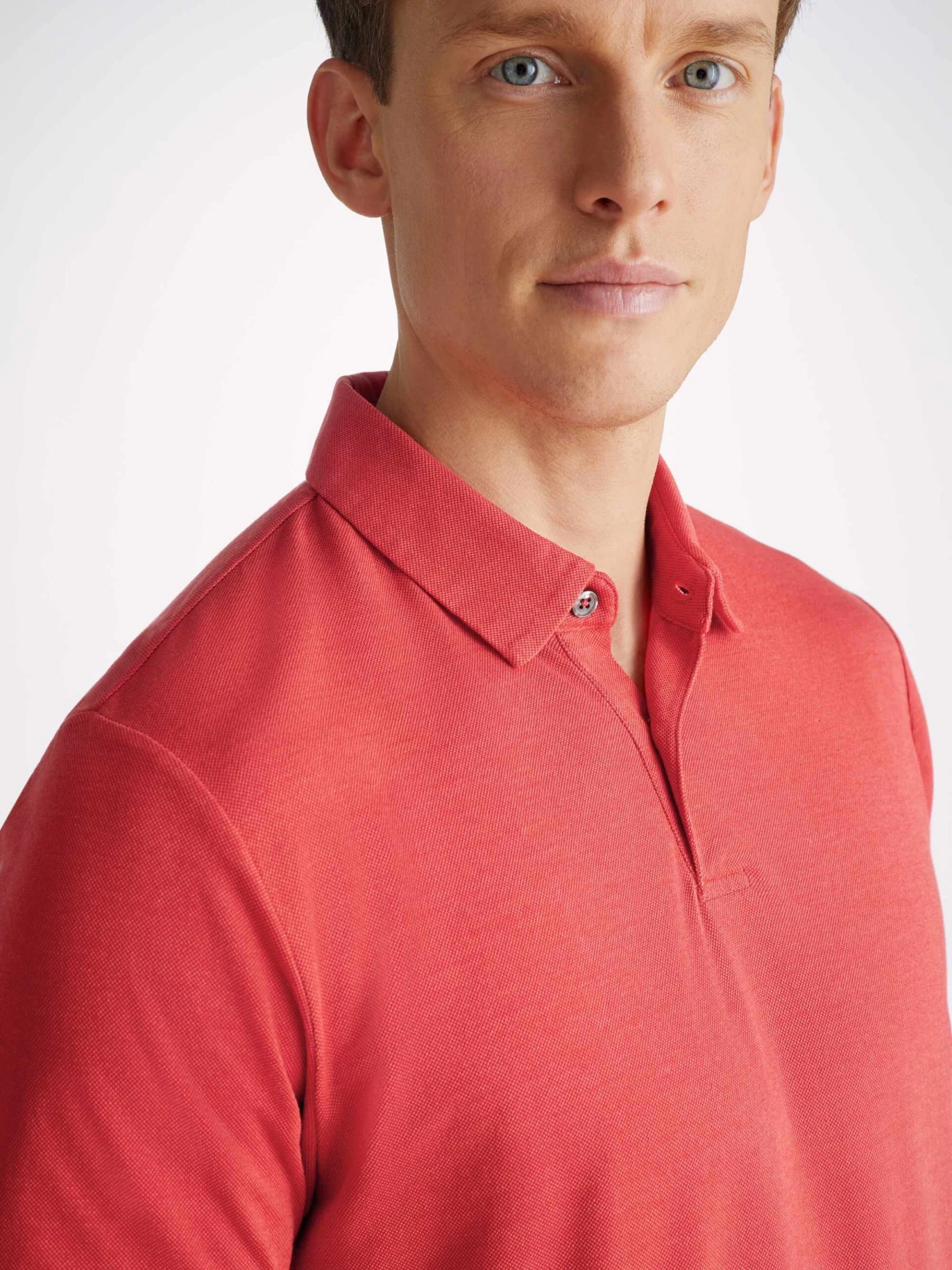 Men's Polo Shirt Ramsay Pique Cotton Tencel Red 7 Men's Polo Shirt Ramsay Pique Cotton Tencel Red - Image 5