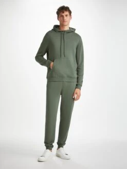 Men's Pullover Hoodie Quinn Cotton Modal Soft Green 11 Men's Pullover Hoodie Quinn Cotton Modal Soft Green -Derek Rose Shop mens pullover hoodie quinn cotton modal green front