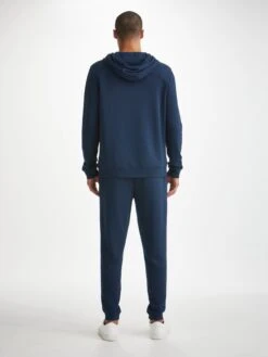 Men's Pullover Hoodie Quinn Cotton Modal Navy 12 Men's Pullover Hoodie Quinn Cotton Modal Navy -Derek Rose Shop mens pullover hoodie quinn cotton modal navy back