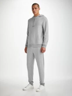 Men's Pullover Hoodie Quinn Cotton Modal Silver 11 Men's Pullover Hoodie Quinn Cotton Modal Silver -Derek Rose Shop mens pullover hoodie quinn cotton modal silver front