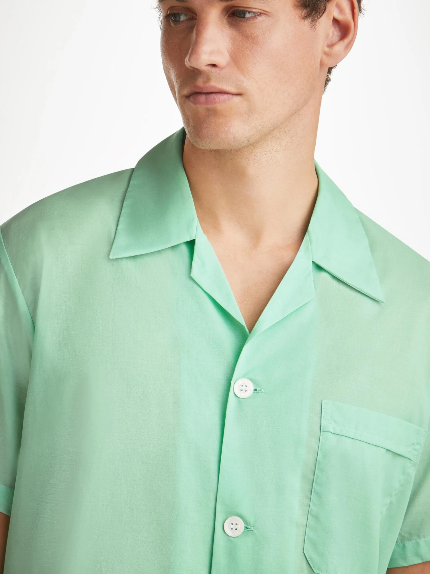 Men's Short Pyjamas Amalfi 1 Cotton Batiste Mint 7 Men's Short Pyjamas Amalfi 1 Cotton Batiste Mint - Image 5